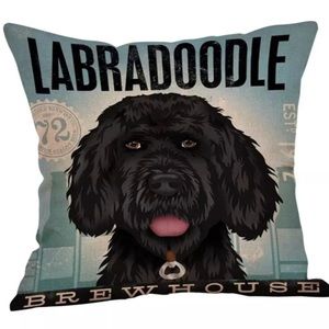 Black Labradoodle Brewing Brewhouse Pillow Cover w/ Insert - 17.7” x 17.7” - NEW